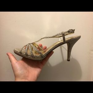 Gold & glitter MIA heels, size 8